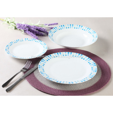 18 Piece Decal Porcelain Dinner Set with dots decal